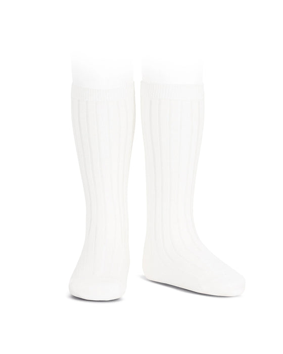 Rib Knee High Sock White