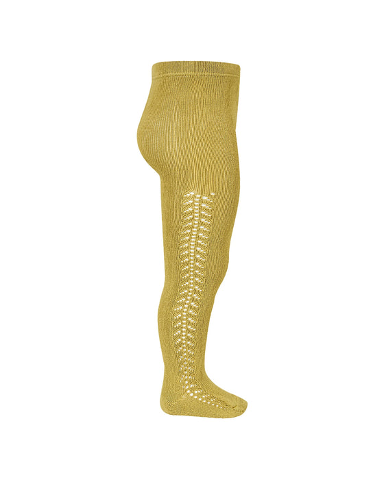 Warm Cotton Tight With Side Openwork Mostaza