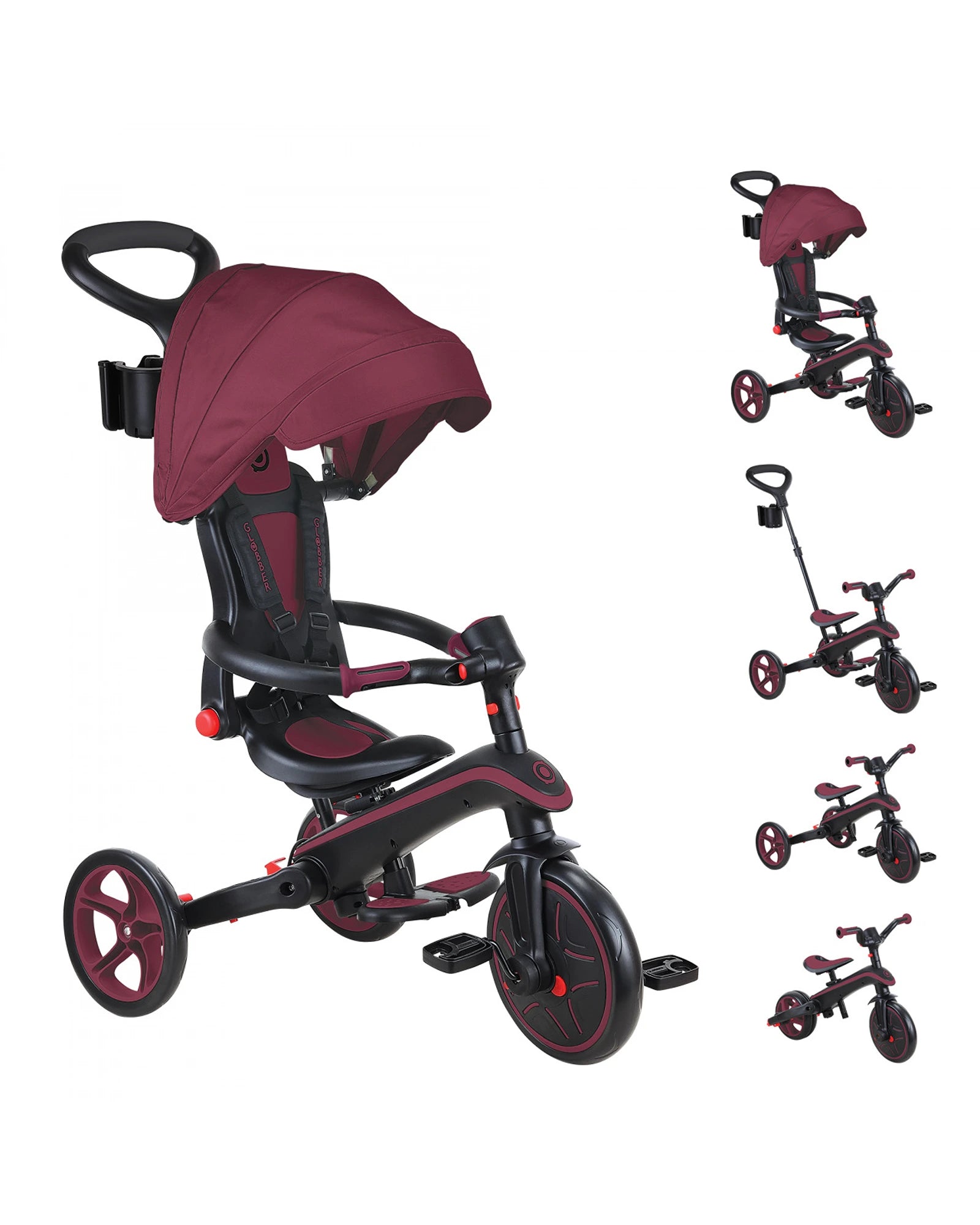 Globber Explorer Trike 4in1 Foldable Burgundy