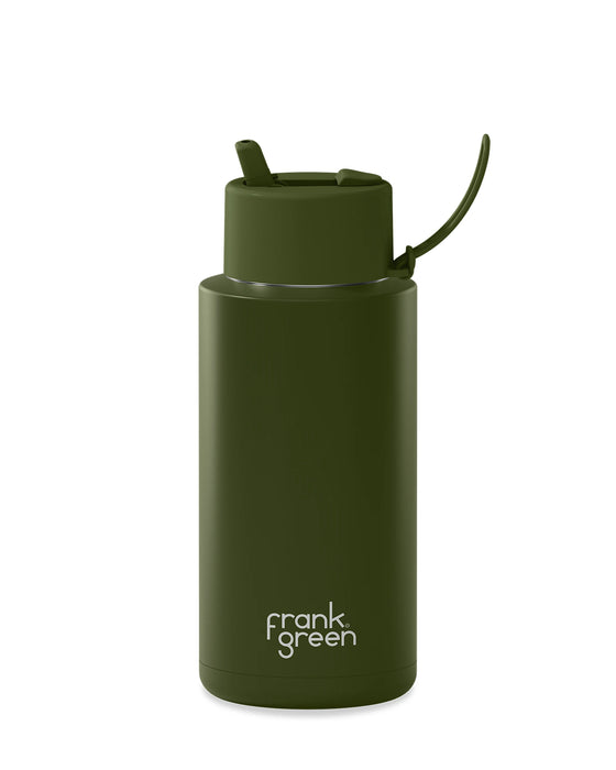 frank green 1L Reusable Bottle Flip Lid Khaki
