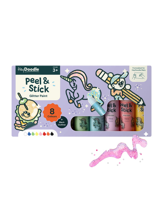 HeyDoodle Peel & Stick Glitter Paint - Easy Peel and Stickable Colours