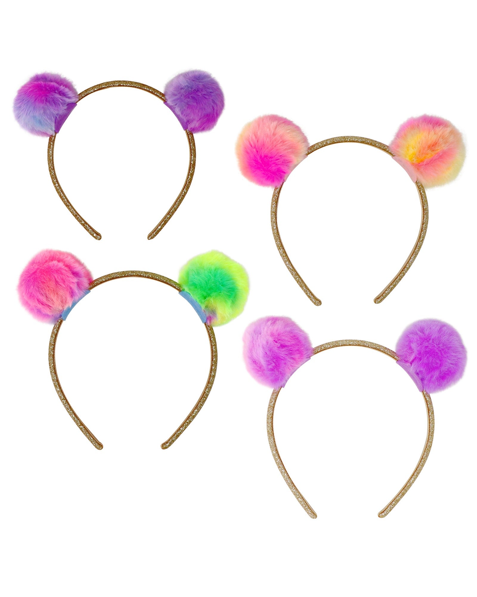 Pink Poppy Twin Fluffy Pom Pom Headband