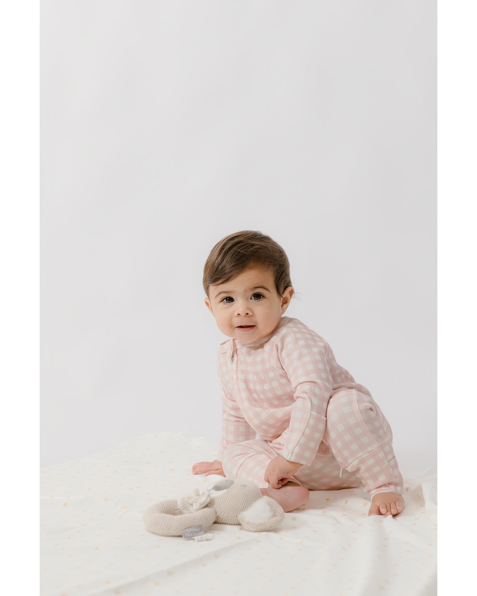 Homegrown Pink Gingham Rib Growsuit