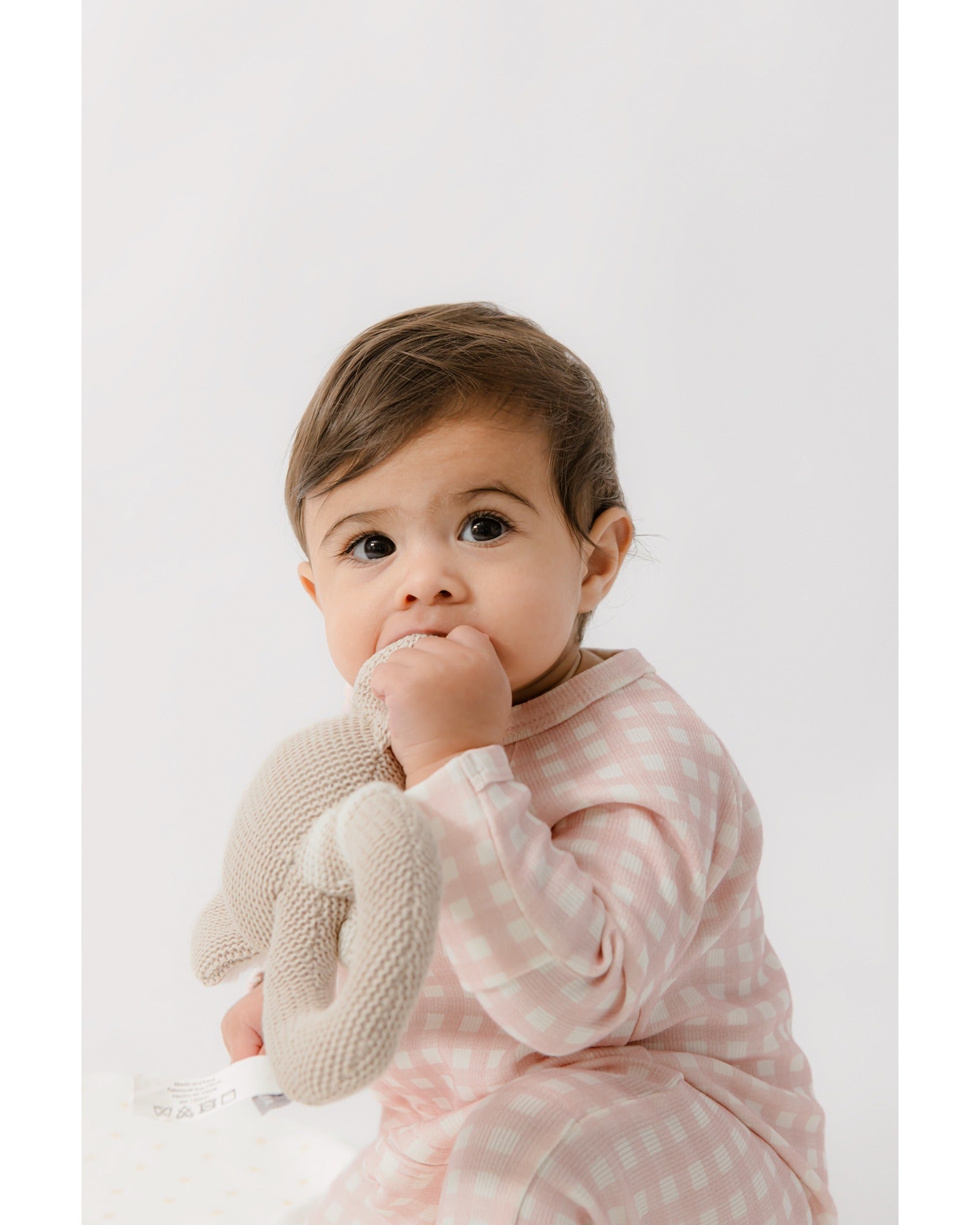 Homegrown Pink Gingham Rib Growsuit