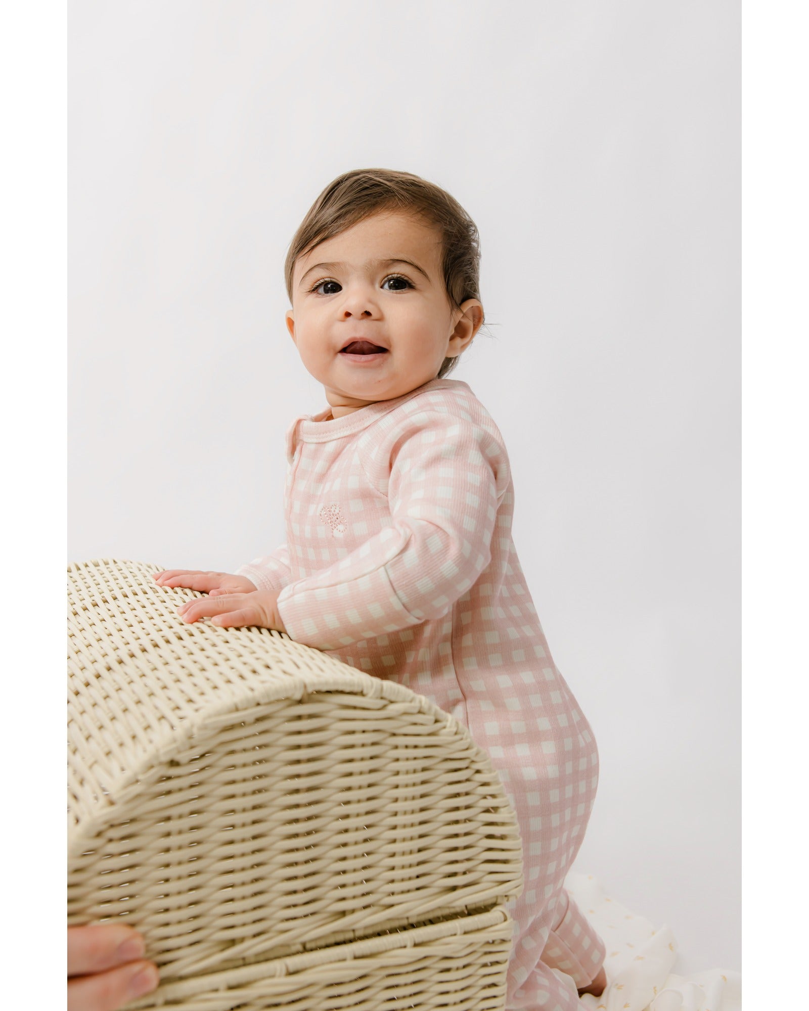 Homegrown Pink Gingham Rib Growsuit