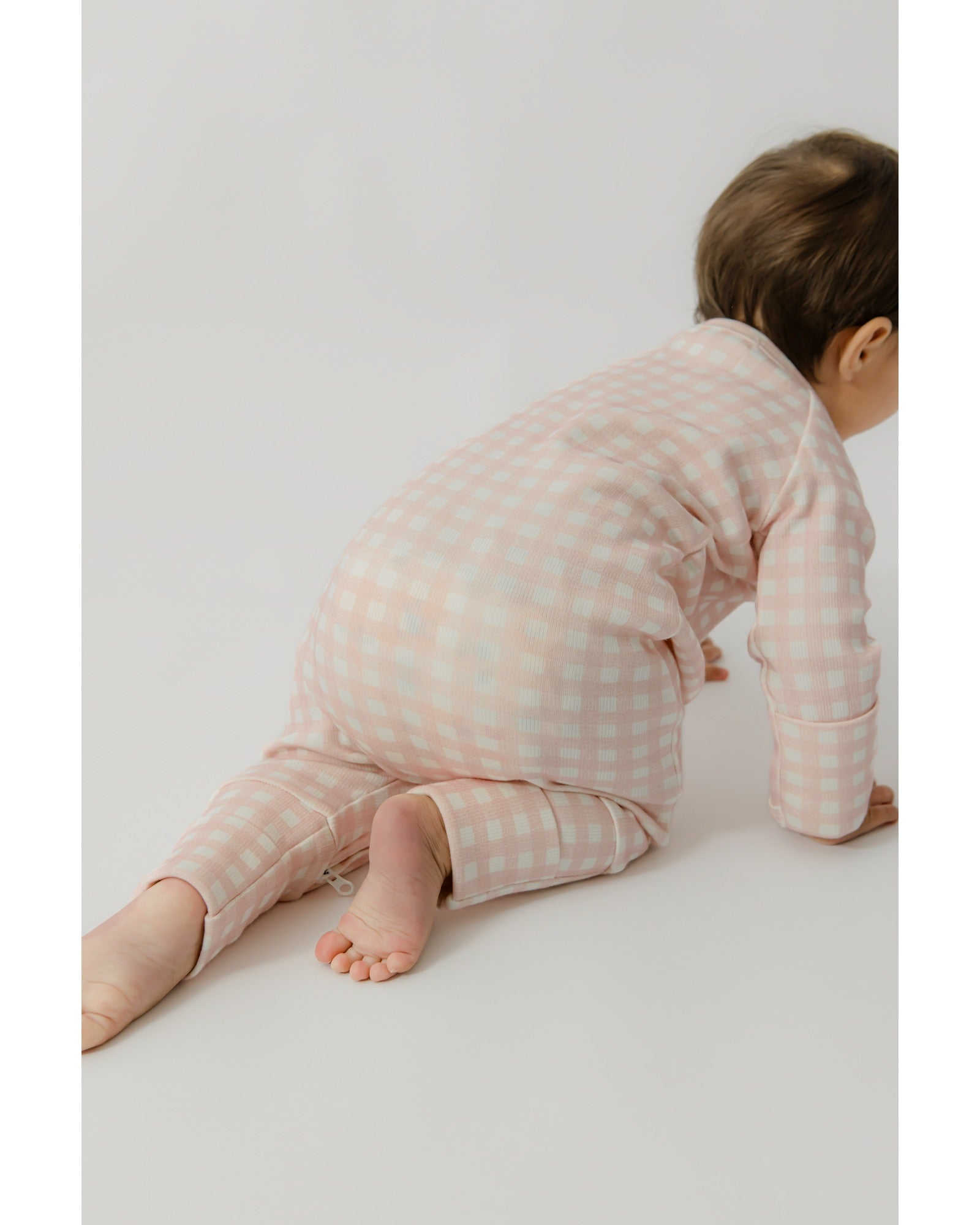 Homegrown Pink Gingham Rib Growsuit