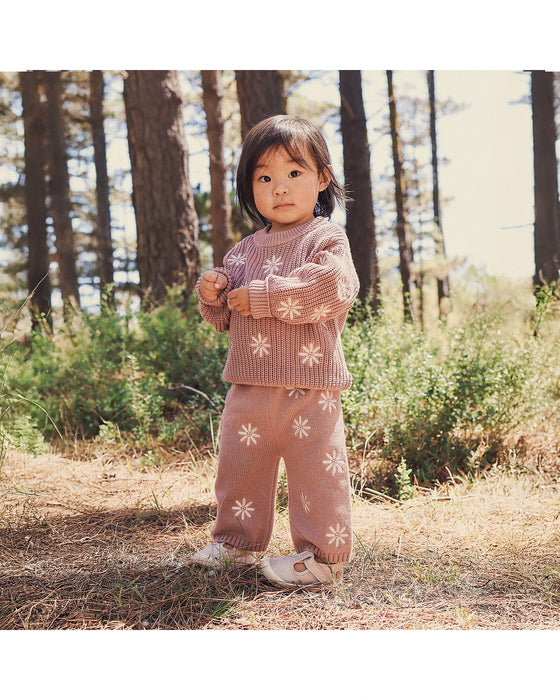 Kynd Baby Embroided Knit Flare Pants - Woodrose
