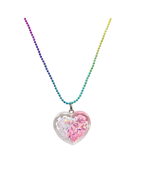 Pink Poppy Mermaid Heart Necklace