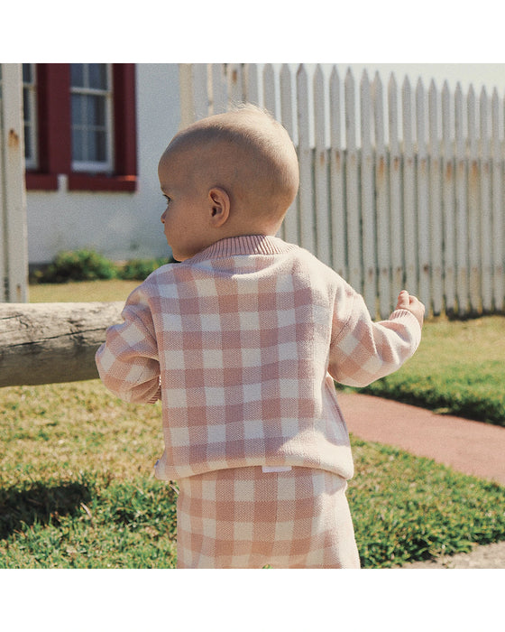 Kynd Baby Jacquard Knit Jumper - Pearl Gingham