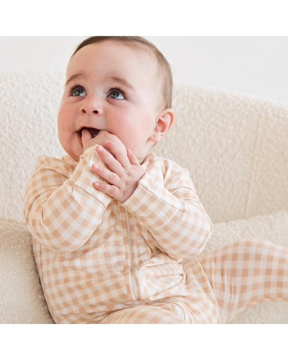 Kynd Baby Day Or Night Onesie - Neutral Gingham
