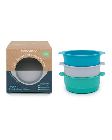 Bobo & Boo 3PK Plant Based Snack Bowls Lagoon