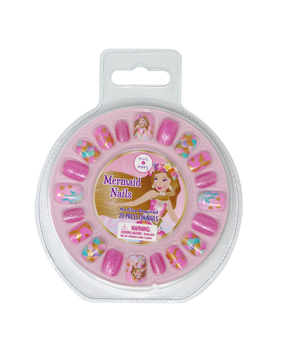 Pink Poppy Mermaid Press On Nails