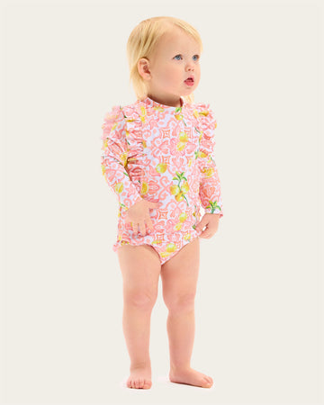 Seafolly Kids Lemon Tile Frill Rash Set