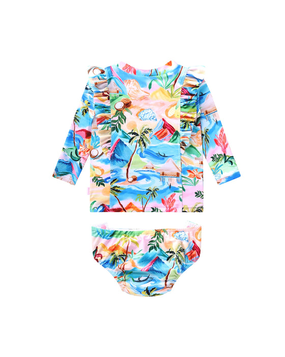 Seafolly Kids South Pacific Frill Two Piece Rashie Set