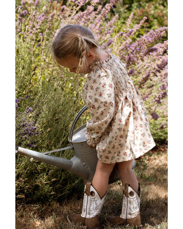Homegrown Rouched Long Sleeve Dress Pink Eucalypt