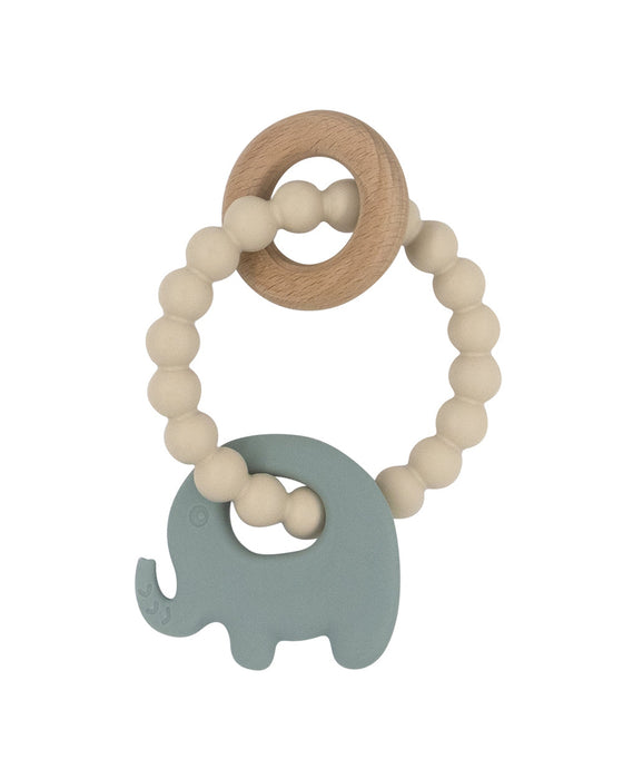 Silcione Elephant Teether Sage