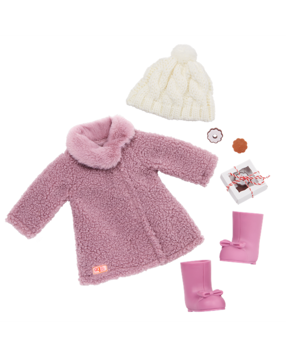OG Deluxe Sherpa Coat W Knitted Pompom Hat Outfit - Kidstuff