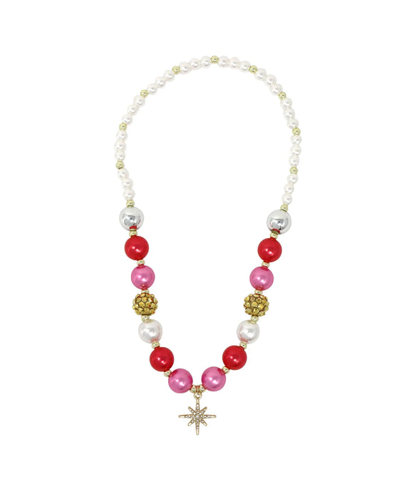 Pink Poppy Christmas Necklace Bracelet with Sparkly Star Charm
