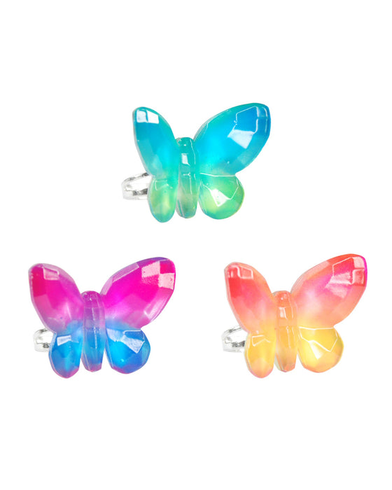 Pink Poppy Butterfly Skies Gem Rings