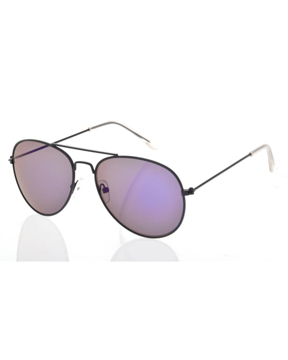 Freckles Black Aviator with Blue Mirrored Lens B