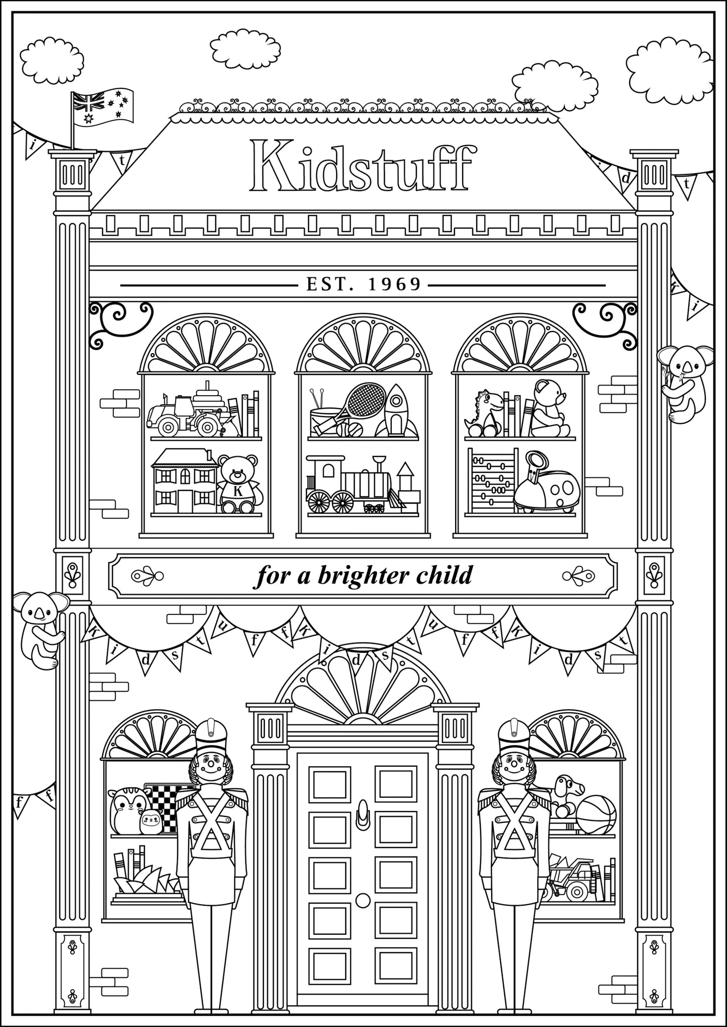 Kidstuff Toy Lane - Colouring in Sheet