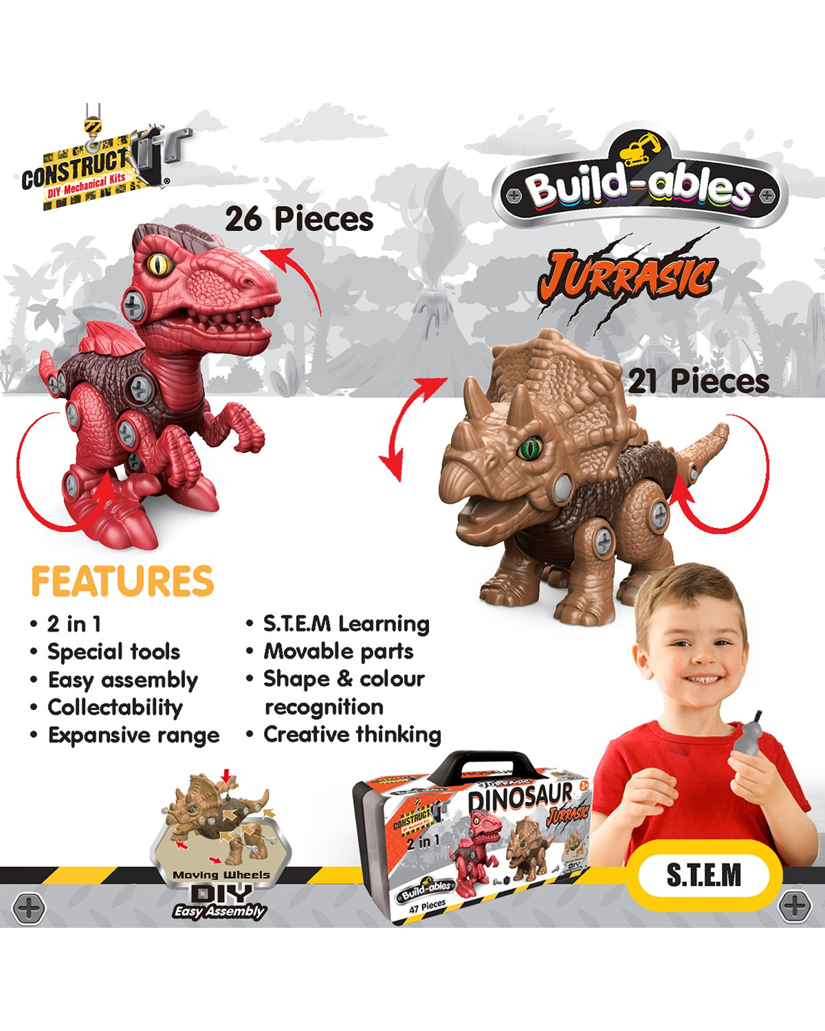 2 in 1 Dinosaur Jurrasic Set