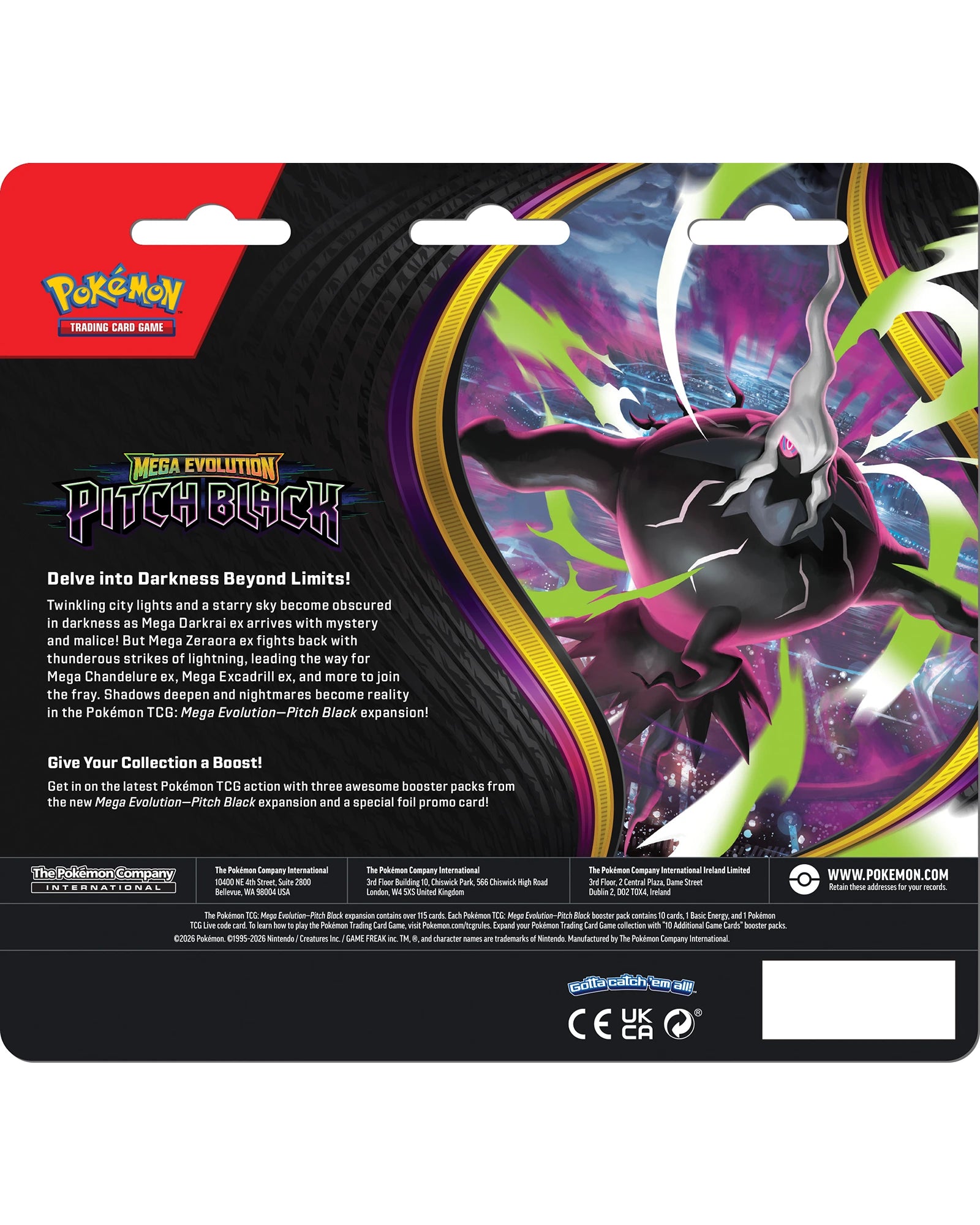 Pokemon TCG Mega Evolutions 5 Pitch Black Three Booster Blister