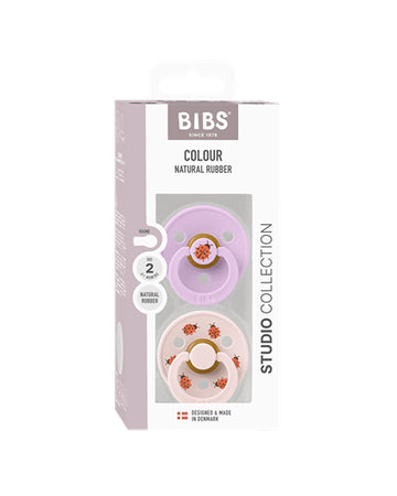 BIBS Pacifier Studio Colour 2 PACK Ladybug Latex Size 2 Violet Sky Mix