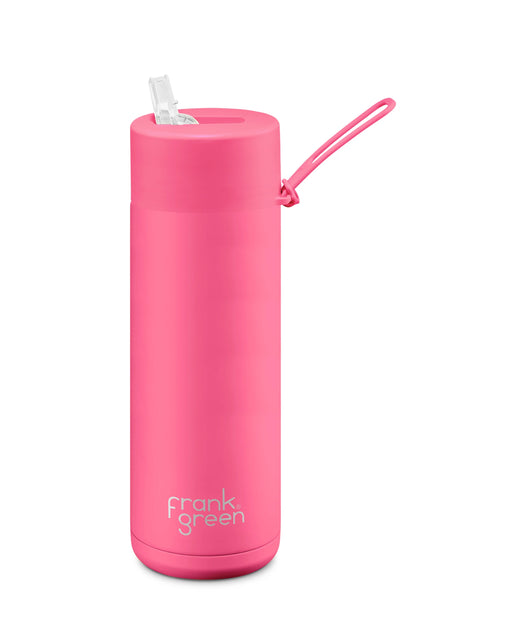 Neon Pink 20oz Reusable Bottle Ultimate Ceramic Straw