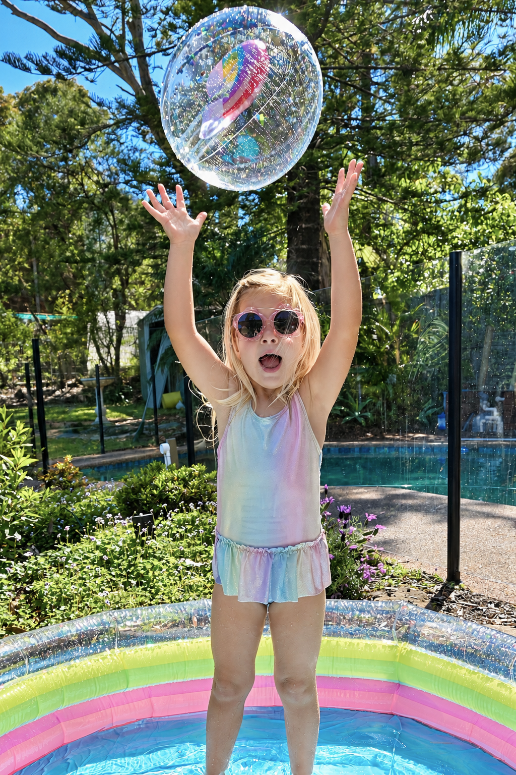 Rainbow Shimmer 3D Beach Ball