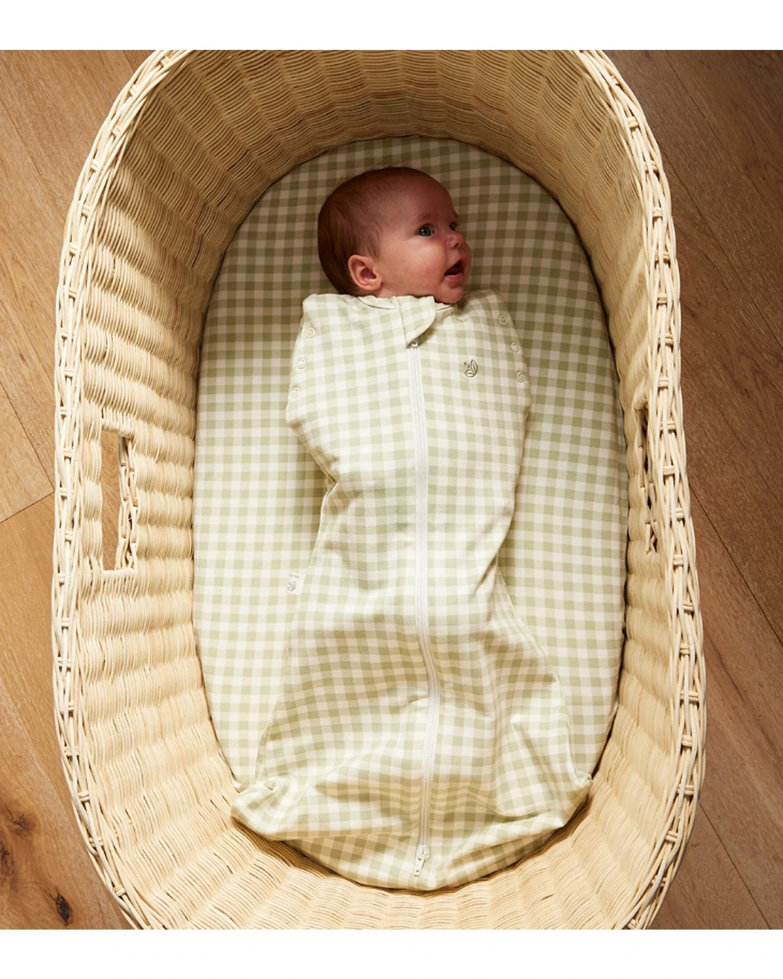 Grow Kindly 1.0 TOG Swaddle Sleeping Bag - Gumleaf Gingham