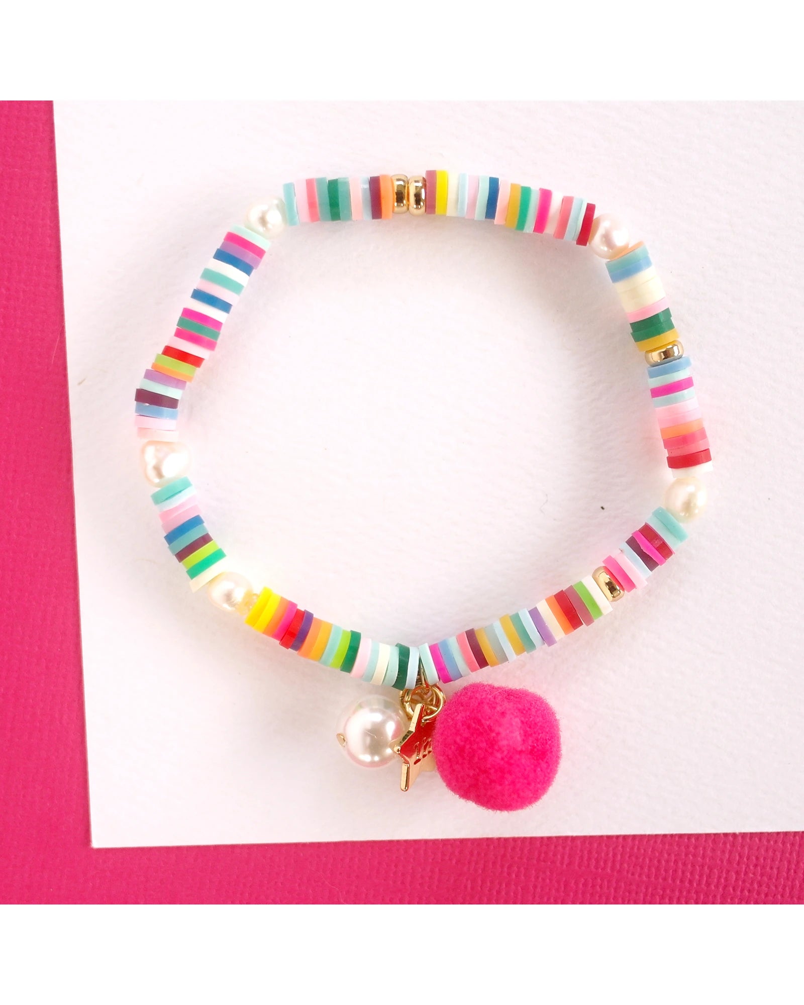 Rainbow Pom Pom Elastic Bracelet