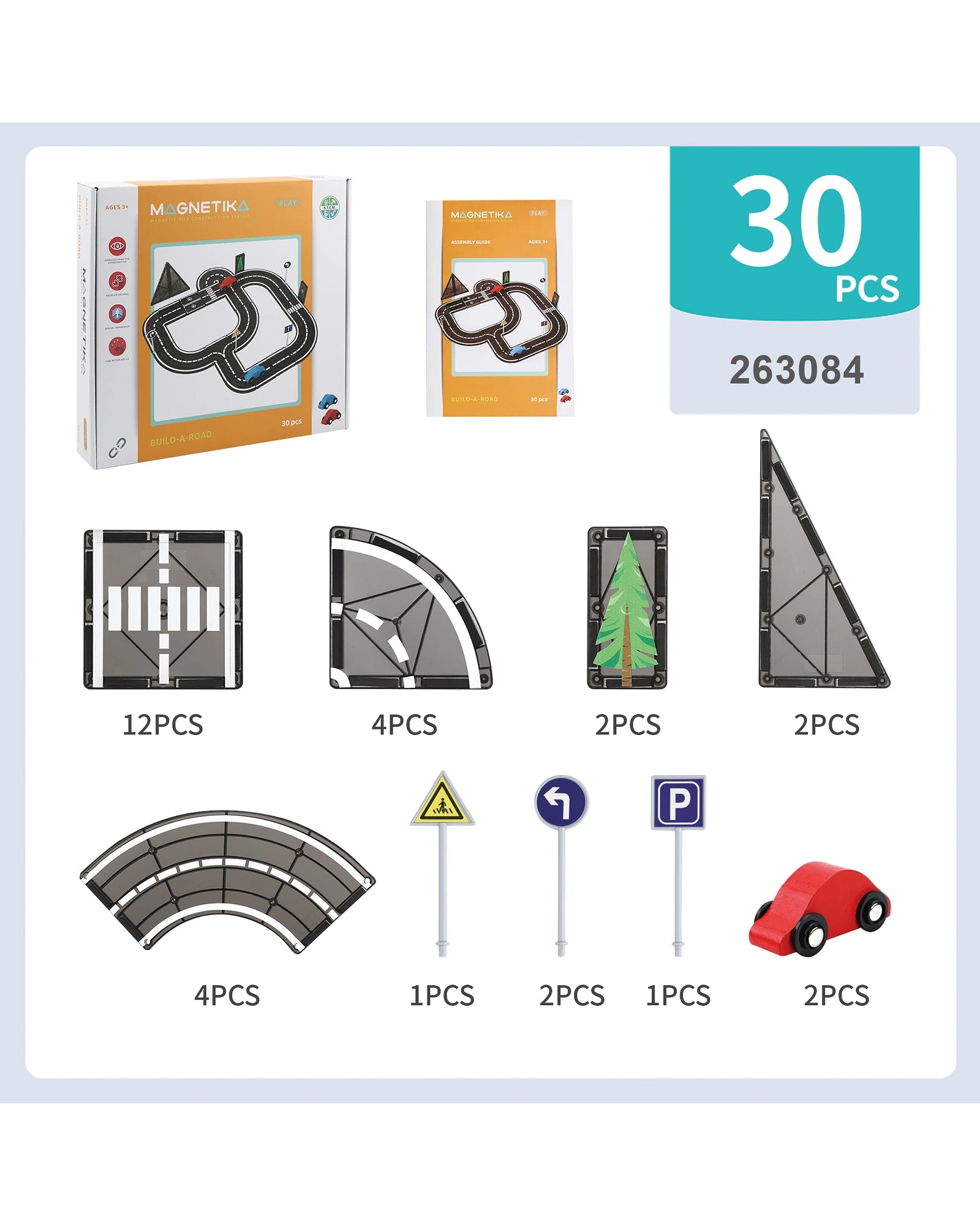 Magnetic Road Playset 30 Piece