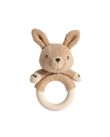Living Textiles Ring Rattle - Kangaroo