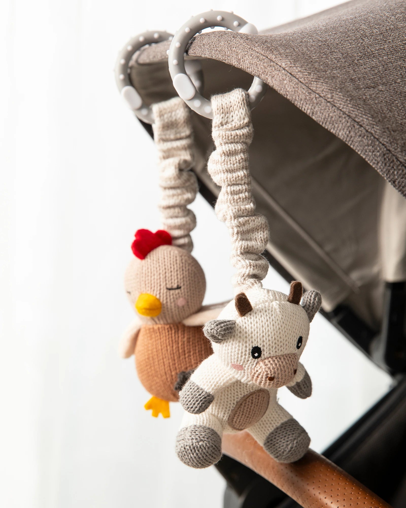 Living Textiles 2 Pack Stroller Toy - Cow & Chicken