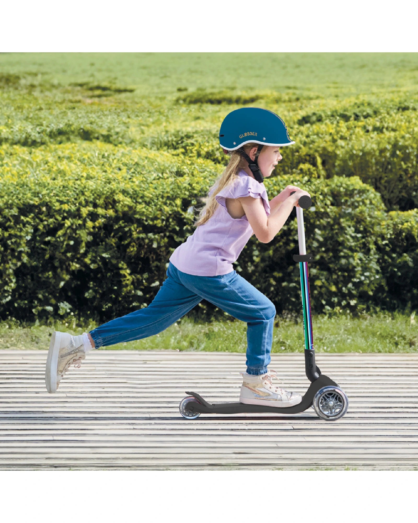 Globber PRIMO Foldable Lights Scooter - Neochrome