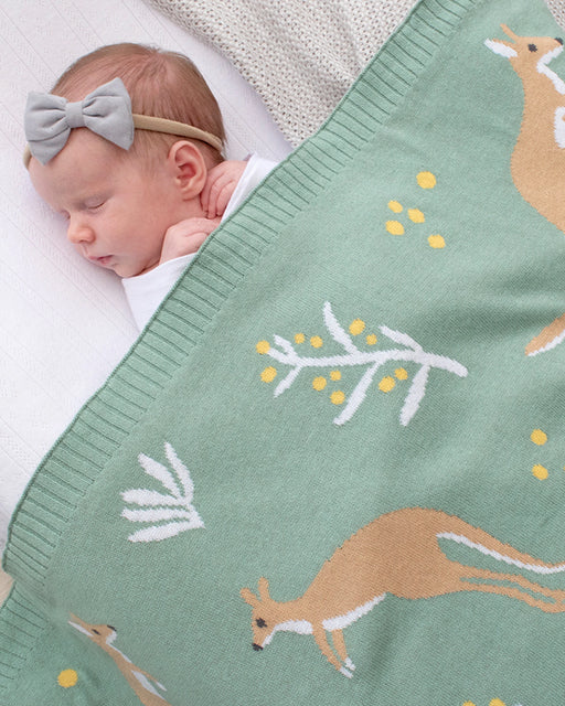 Australiana Baby Blanket Kangaroo Green