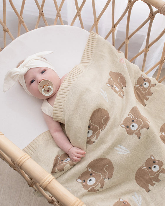 Australiana Baby Blanket Wombat Natural