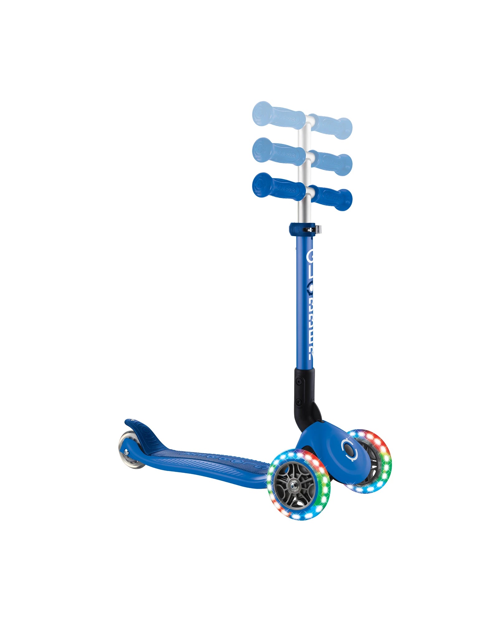 Globber Junior Primo Foldable Lights Scooter Navy Blue