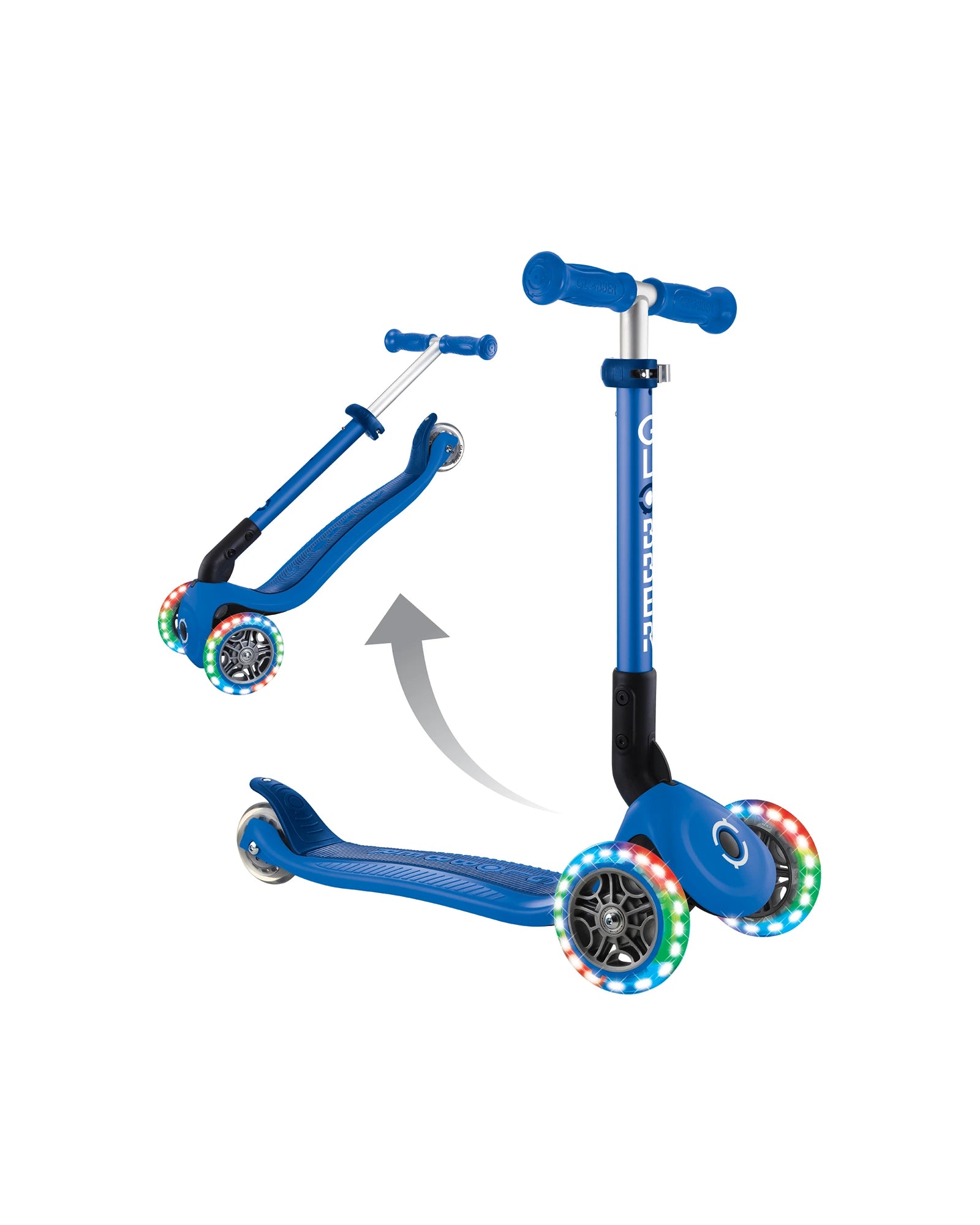 Globber Junior Primo Foldable Lights Scooter Navy Blue