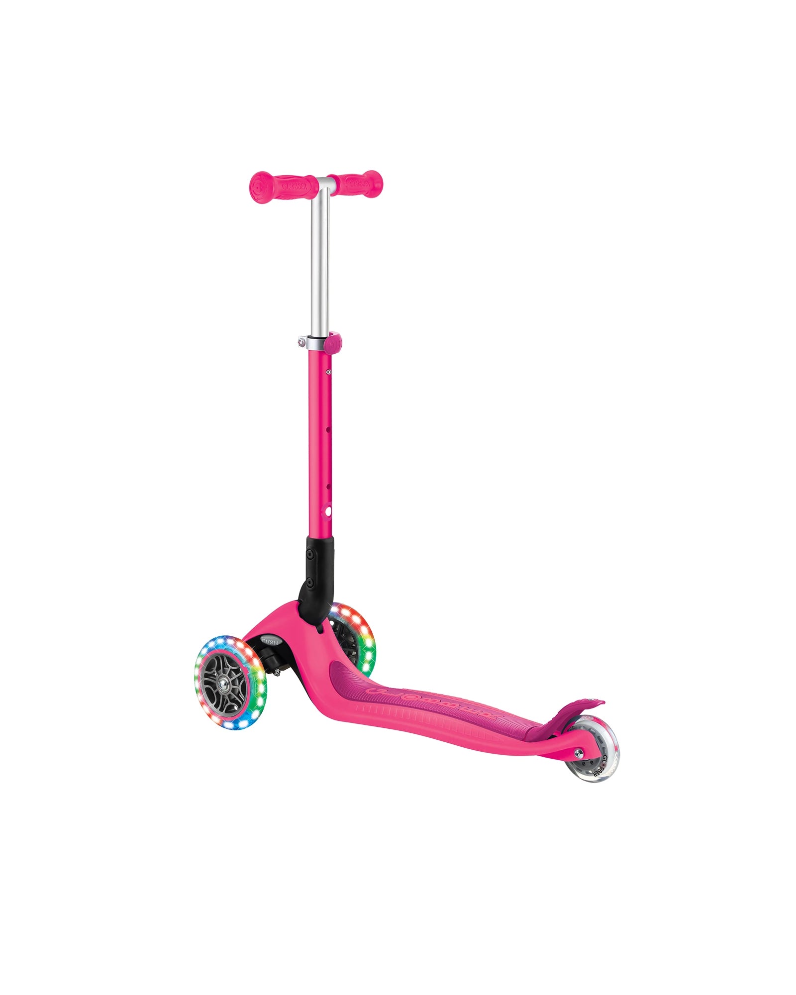Globber Junior Primo Foldable Lights Scooter Fuchsia Pink