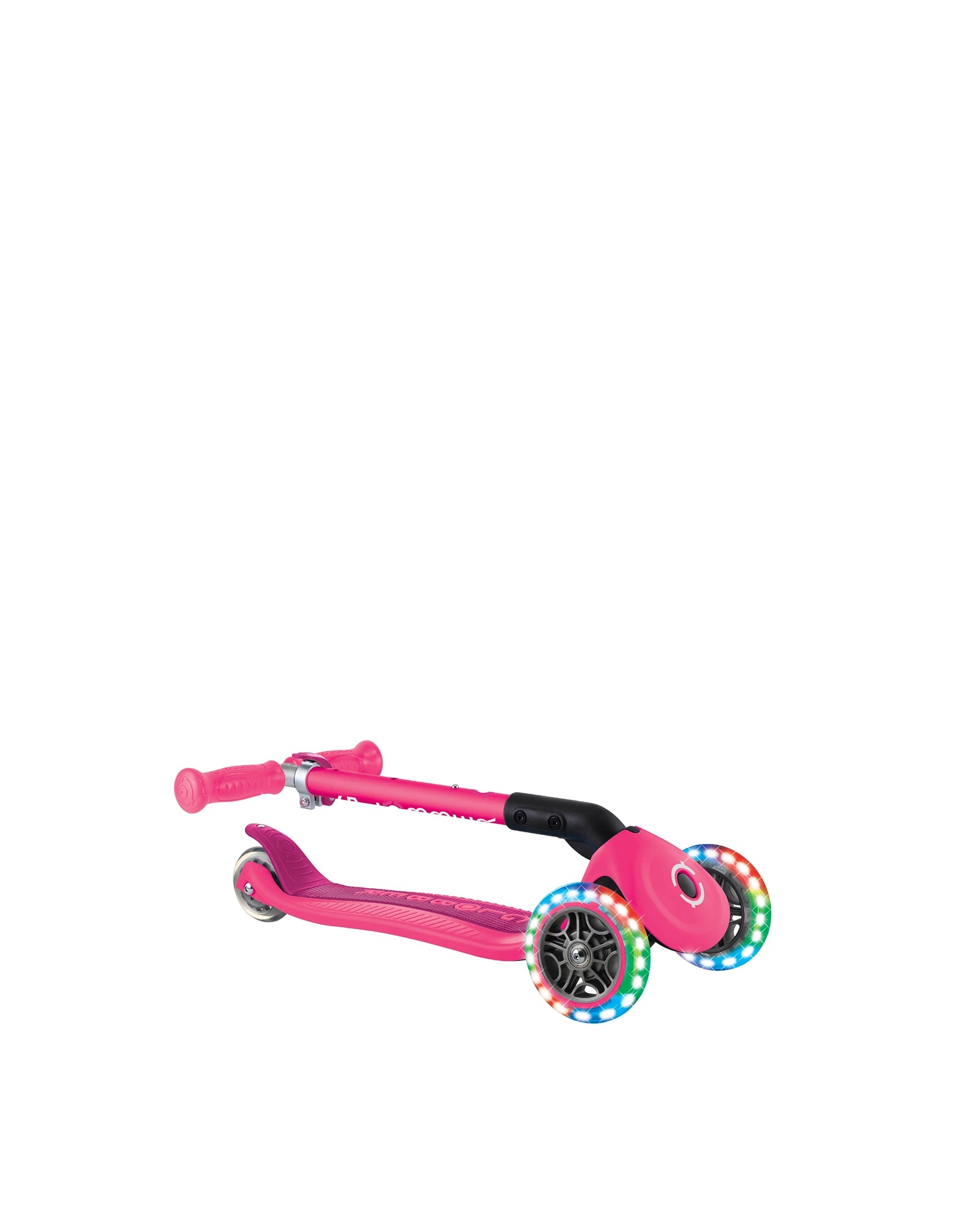 Globber Junior Primo Foldable Lights Scooter Fuchsia Pink