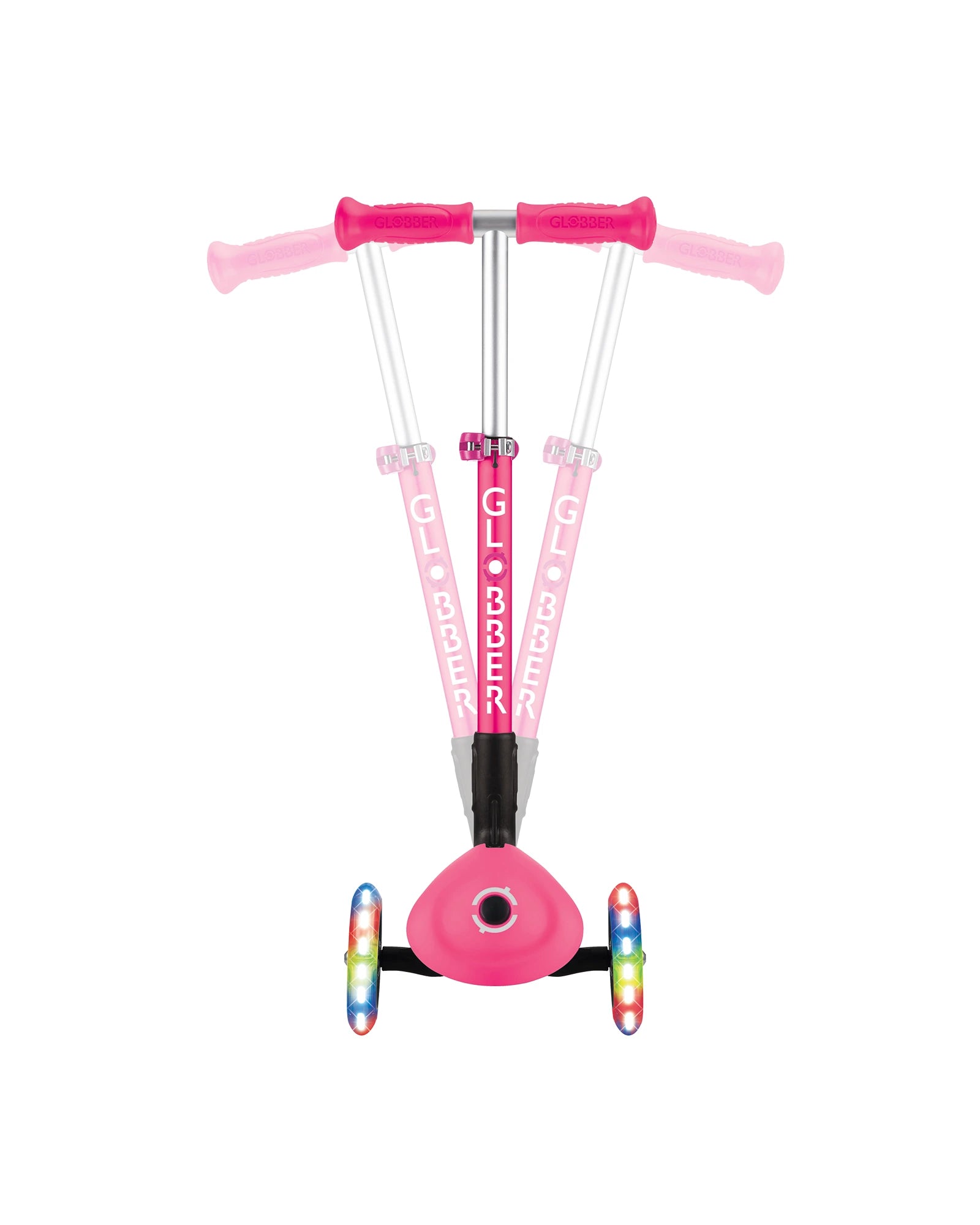 Globber Junior Primo Foldable Lights Scooter Fuchsia Pink