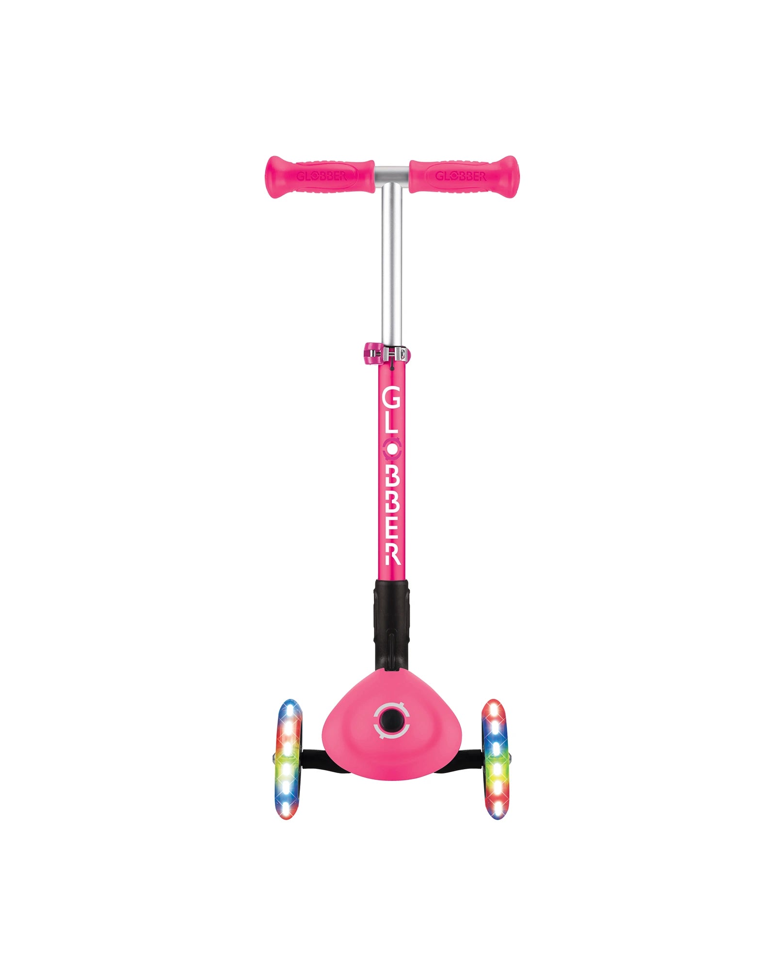 Globber Junior Primo Foldable Lights Scooter Fuchsia Pink