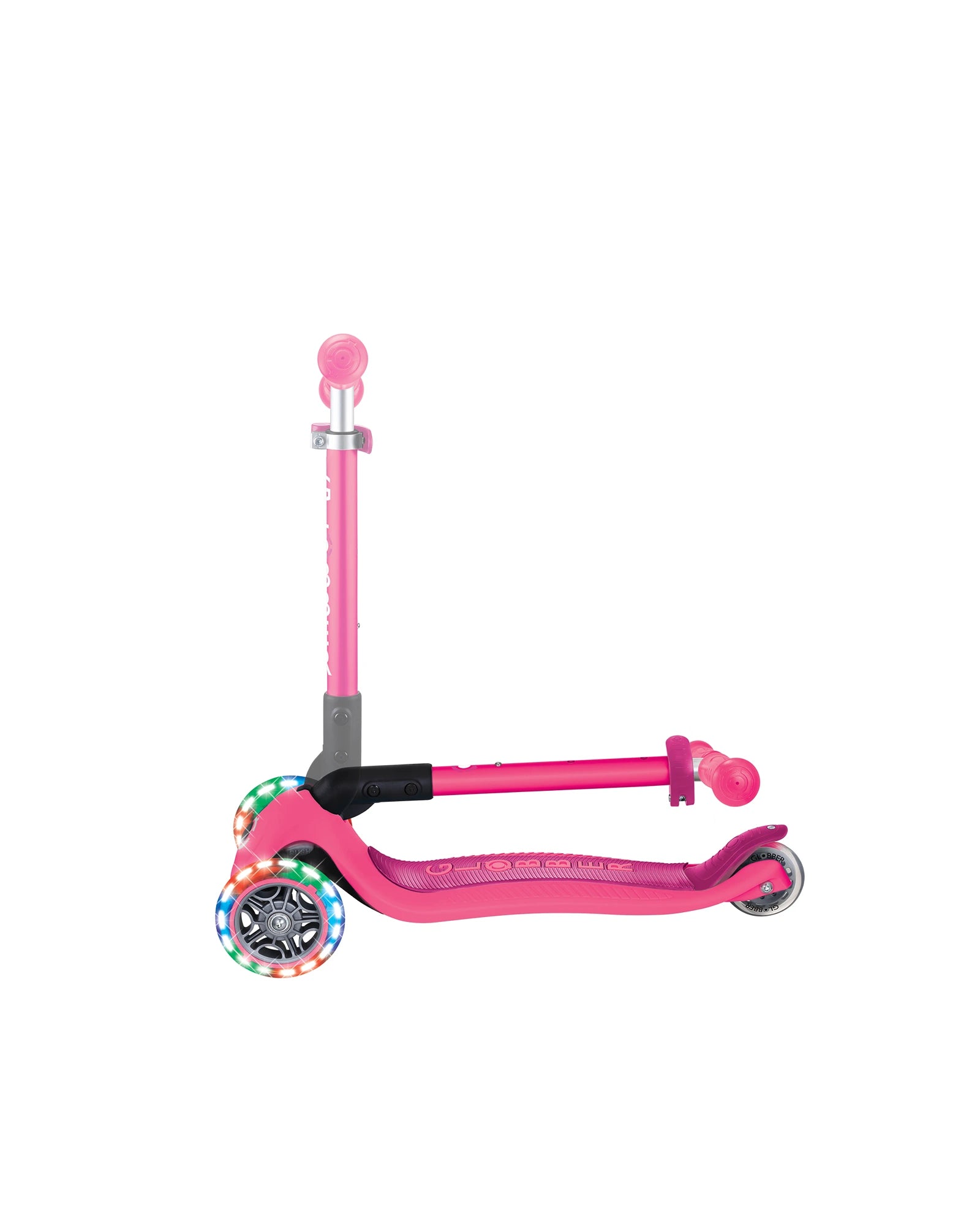 Globber Junior Primo Foldable Lights Scooter Fuchsia Pink