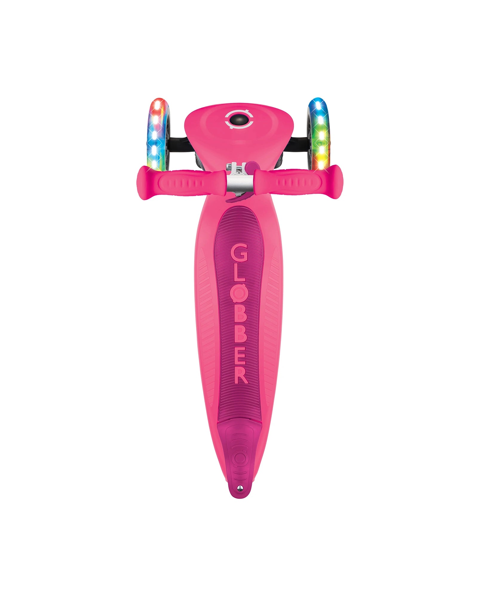Globber Junior Primo Foldable Lights Scooter Fuchsia Pink