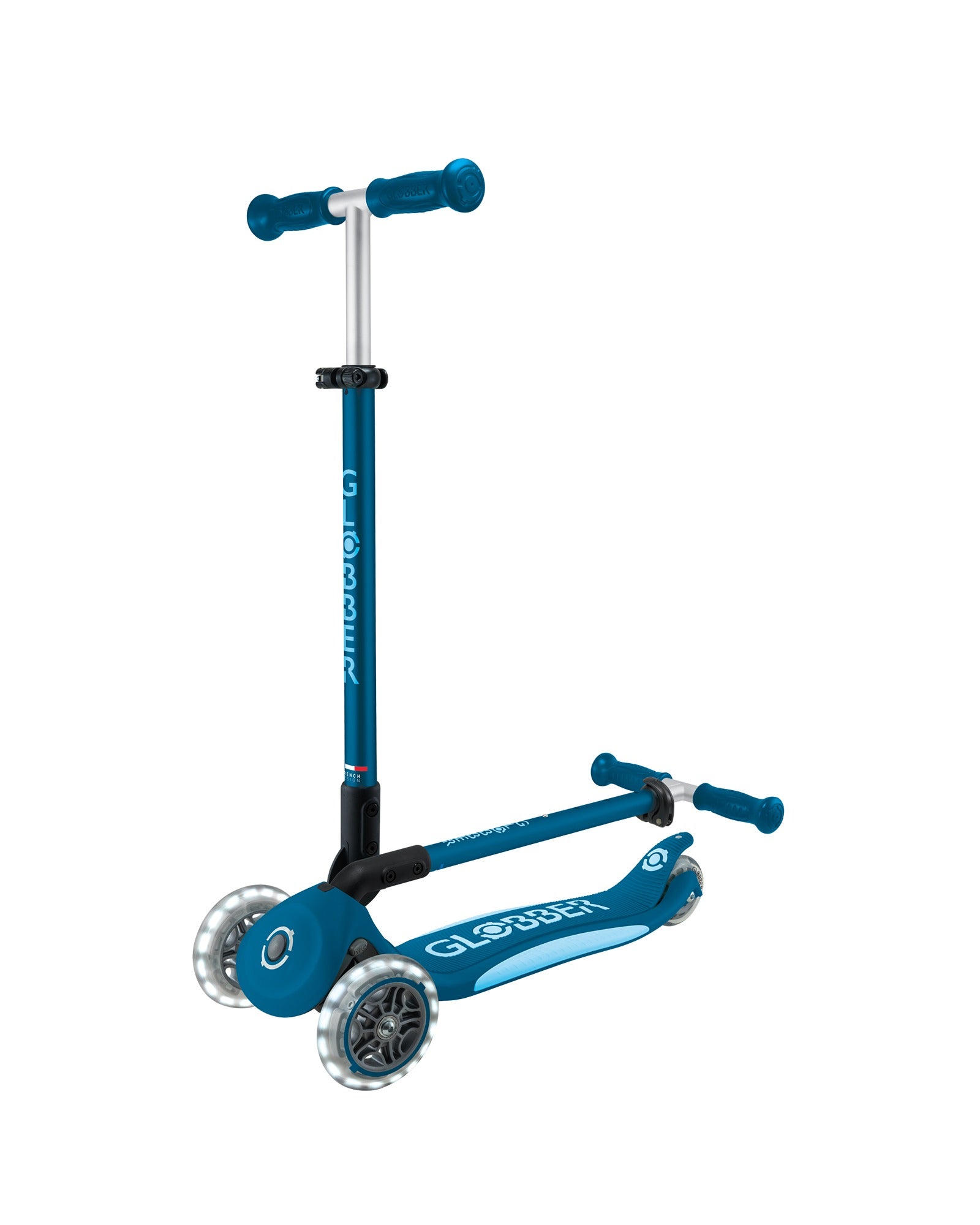 Globber Primo Fold Plus Lights Petrol Blue