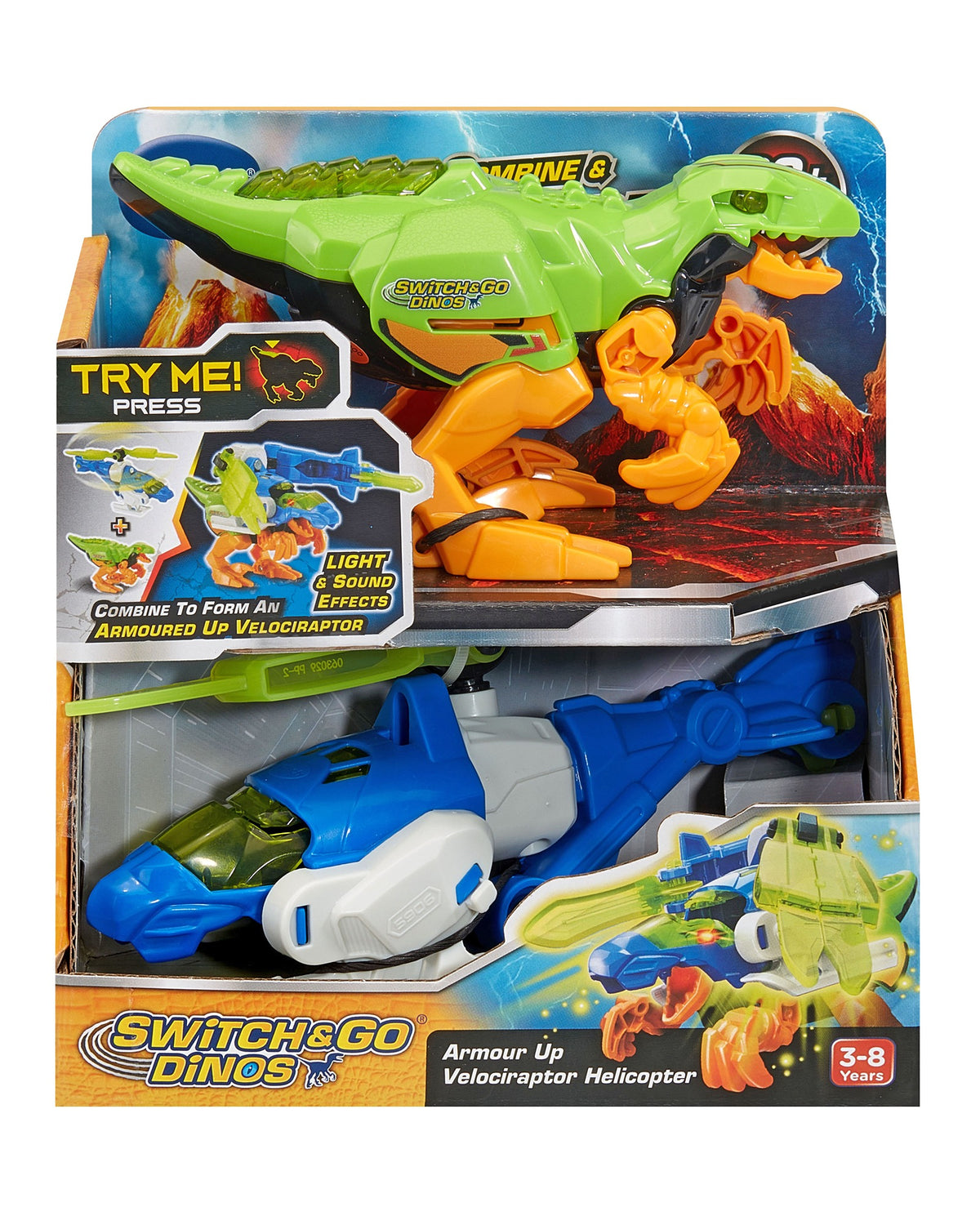 VTech Switch & Go Dinos Power Up Velociraptor Helicopter