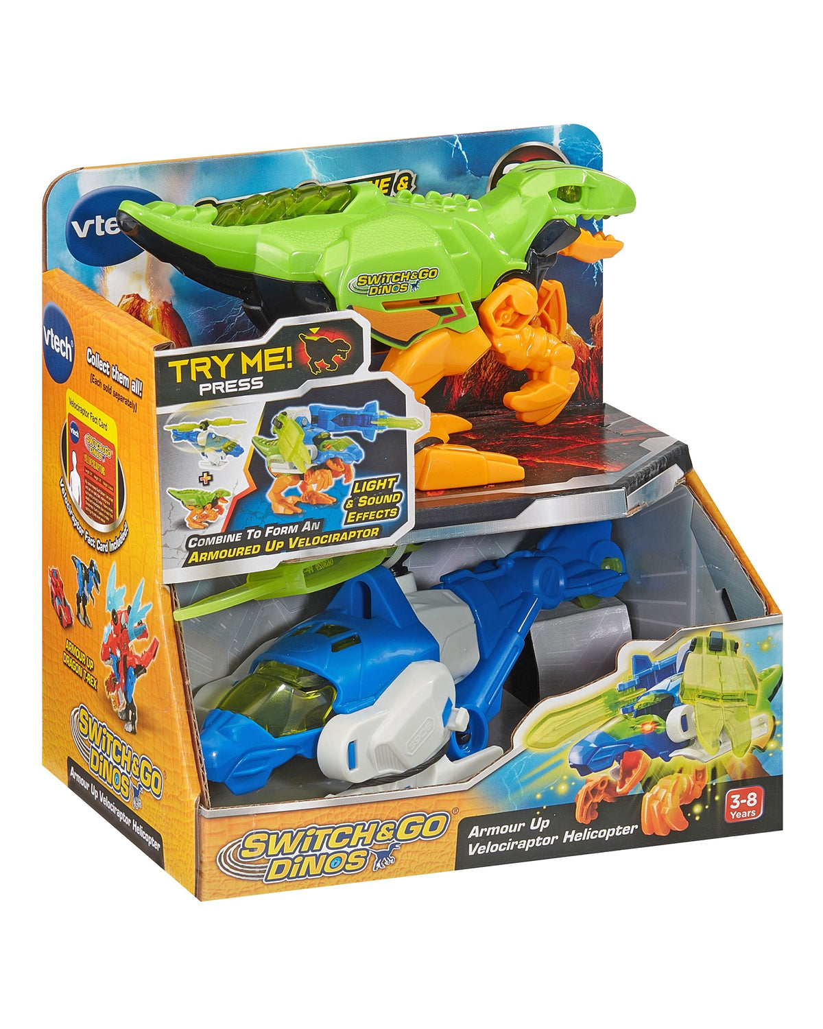 VTech Switch & Go Dinos Power Up Velociraptor Helicopter