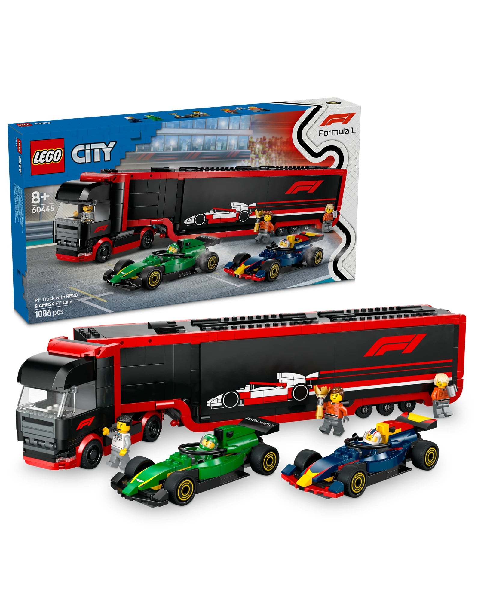 60445 F1 Truck with RB20 & AMR24 F1 Cars